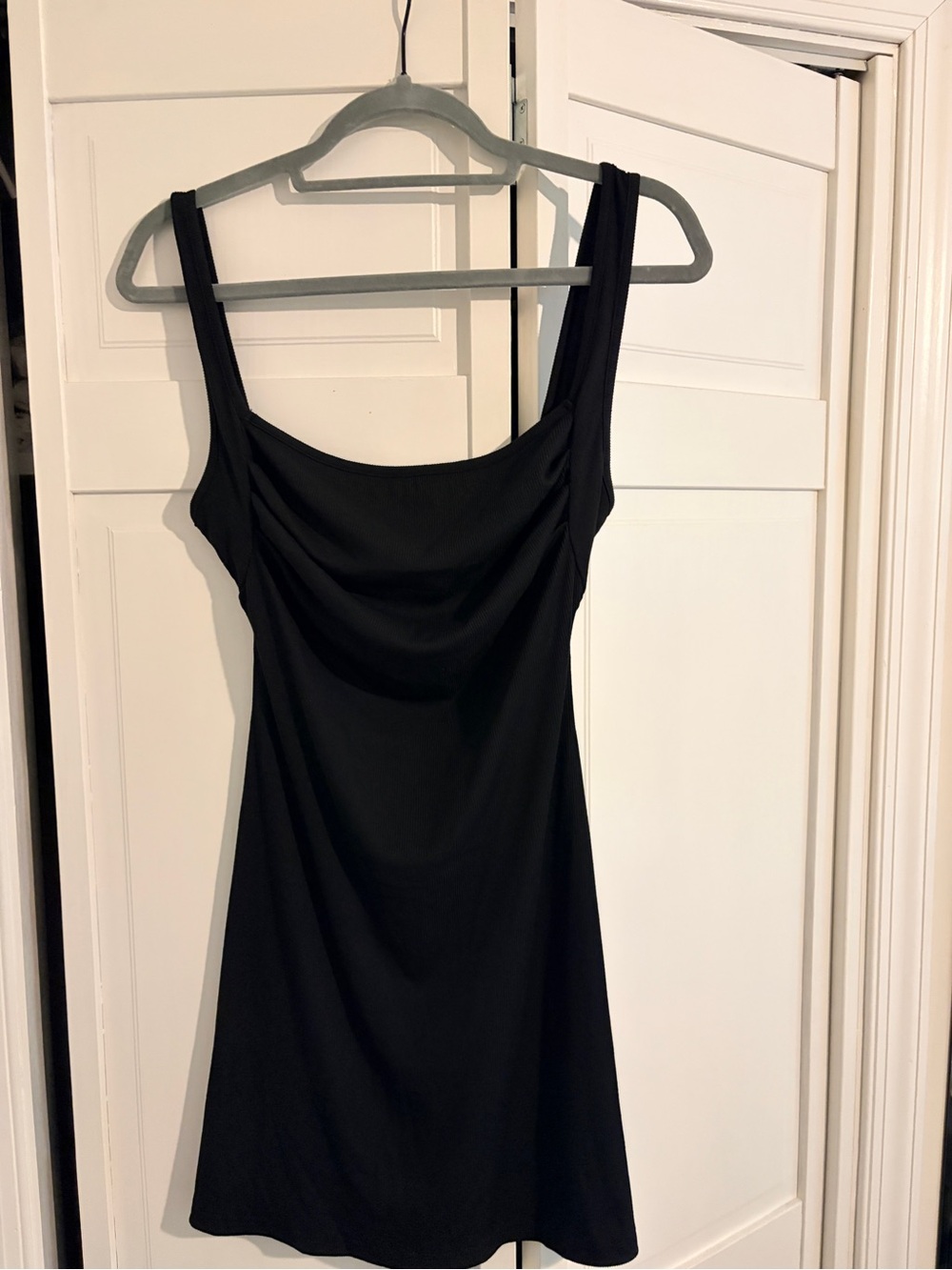 Cider Black Mini Dress with Scoop Neck